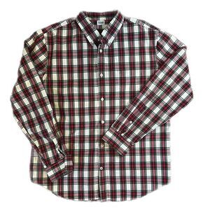 Vintage Toss Christmas Plaid Button Up Shirt, Custom T-Shirt Back. Custom made,